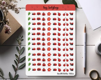 Mini Ladybug Sticker sheet, cute tiny Ladybird stickers 015