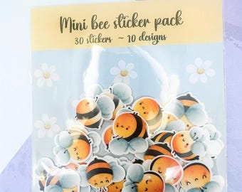 Mini Bee vinyl sticker pack, sticker flakes, cute tiny honeybees, bumble bees for Planner, Bujo, Scrapbooking, and Seasonal Crafts