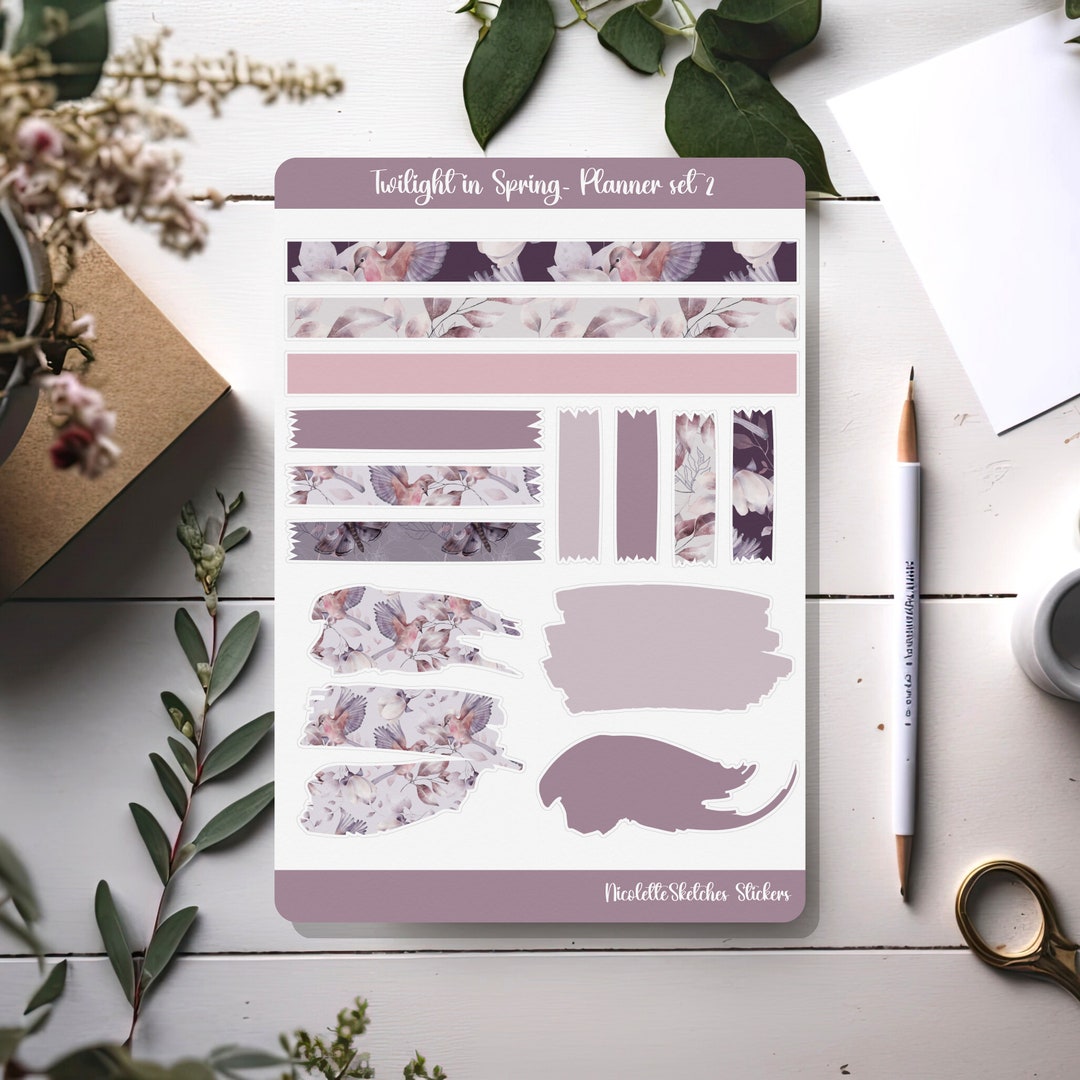 Planner Sticker Sheet - Watercolor Spring Twilight Set 1, Bullet ...