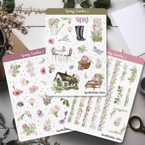 Zestaw naklejek „Wiosenny ogród” – urocze wzory do planerów, scrapbookingu, dzienników i sezonowych rzemiosł