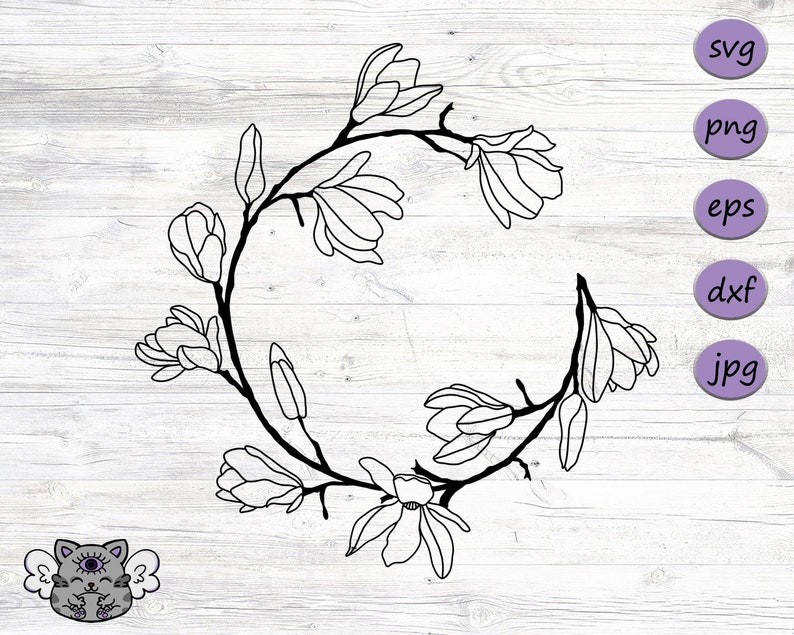 Magnolia flower wreath svg digital art magnolia cut file ...