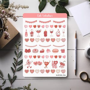 Feuille d'autocollants Saint-Valentin pour célébrer l'amour avec de jolis motifs pour agendas, scrapbooking et travaux manuels saisonniers 052