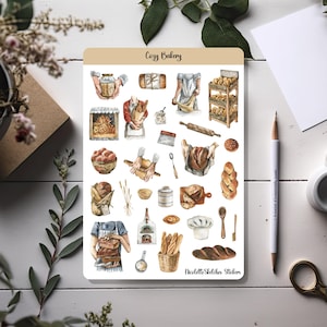 Folha de adesivos de cozinha aconchegante para planejador, bujo, scrapbooking e artesanato sazonal - 080