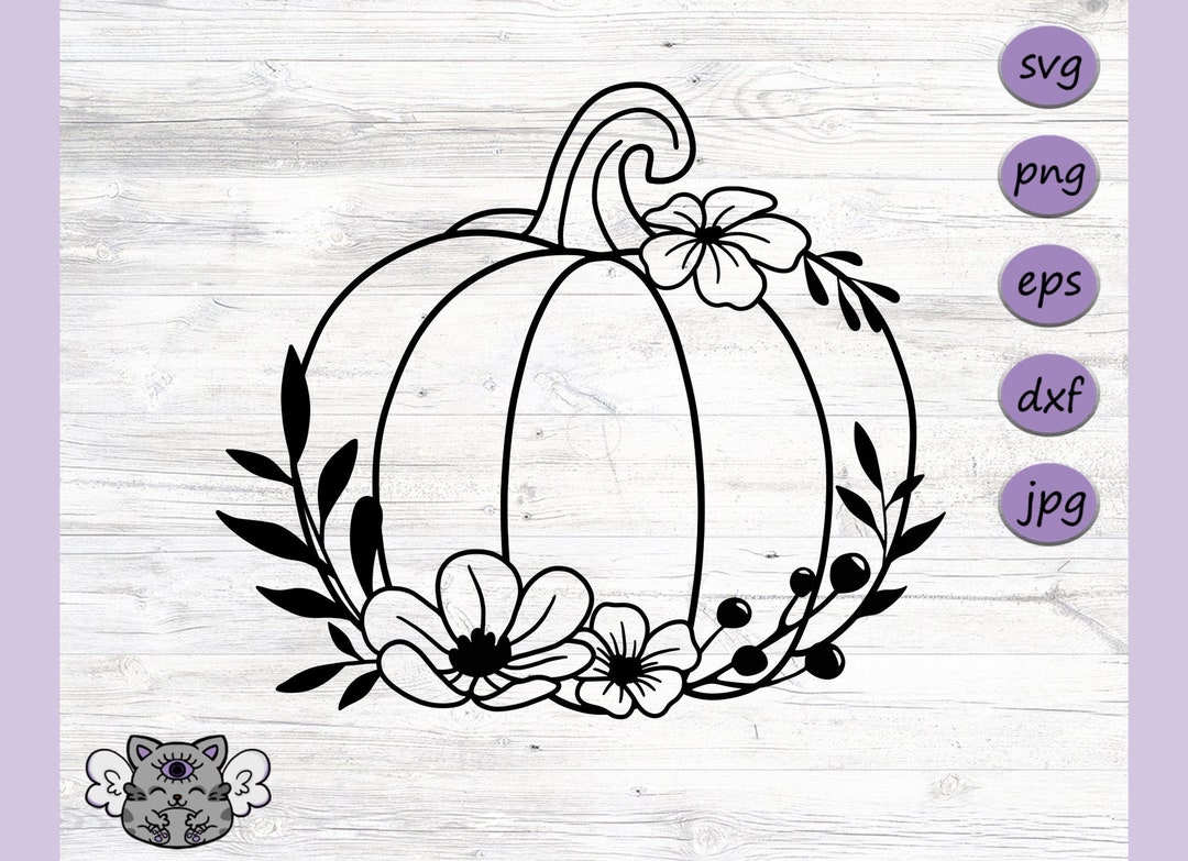Flower Pumpkin Svg, Pumpkin With Flowers Svg, Halloween Decor
