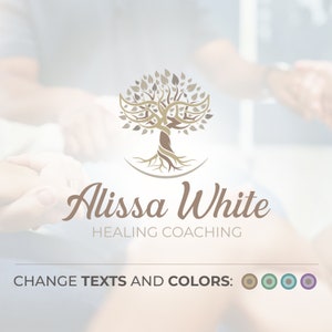 Tree of Life Logo Design: Healing, Yoga, Wellness Watermark