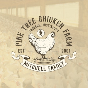 Premade Logo Design, Retro logo, Watermark, farm, chicken, organic logo, agricultural products, Traditional old style Logo, Customizable