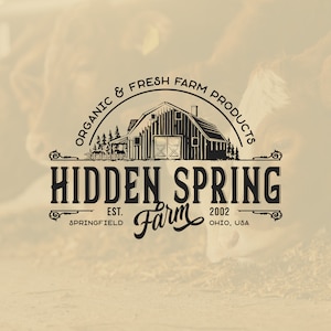 Premade Logo Design, farm logo, barn logo, ranch logo, organic logo, agricultural products logo, old style retro logo, Customizable