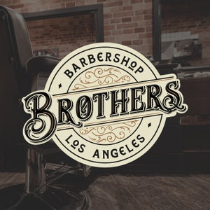Premade Logo Design, Vintage barber shop Watermark, Barbershop logo, Handmade, Artisan Logo, old style retro Logo, Customizable logo