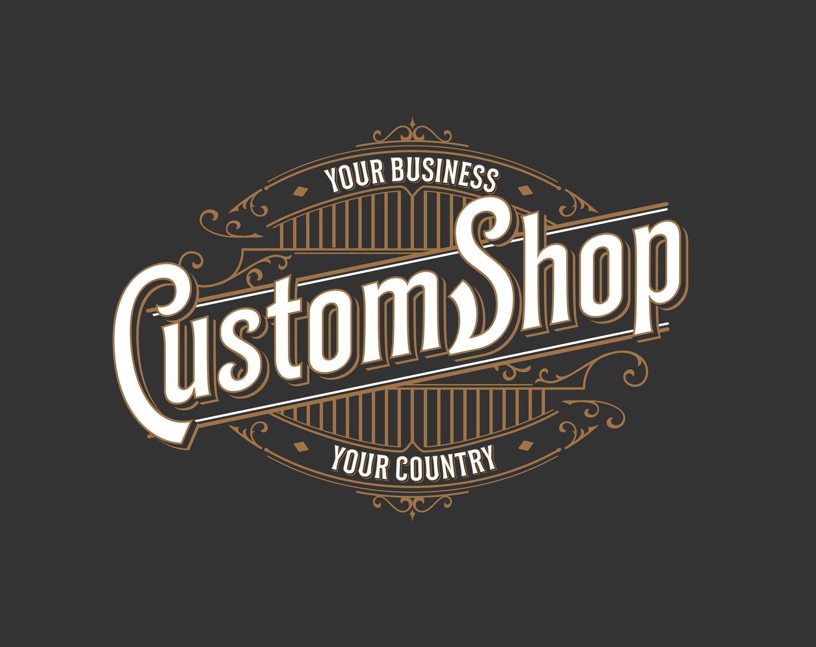 Premade Logo Design Vintage Shop Logo Watermark, Barber Shop, Custom ...