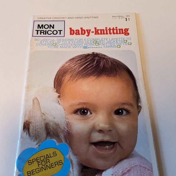 Mon Tricot 1972 baby knitting- vintage Mon Tricot baby edition - crochet layette-crochet christening robe- vintage crochet and knit patterns