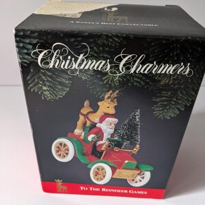 Christmas Charmers-To The Reindeer Games- Santa  in his red jalopy- vintage ornament- Santa&#39;s Best collection-collectible ornament