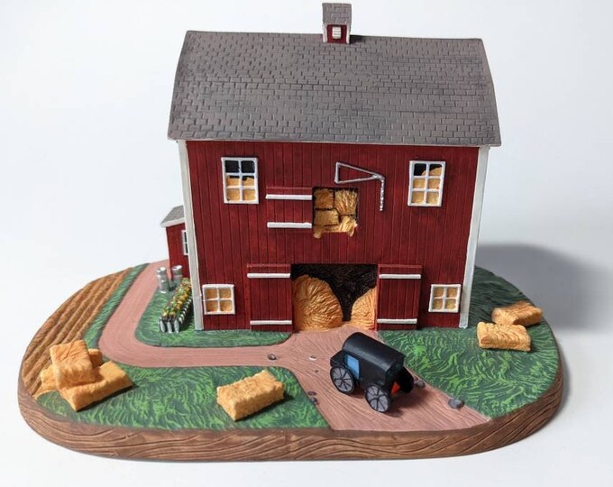 Vintage Danbury Mint Amish Hay Barnamish Village Collectible Village
