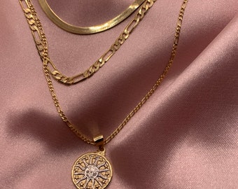 Collezione di collane riempite in oro 18 carati/Catena Figaro/Catena a spina di pesce/Regalo per lei/Collana riempita in oro/Collana in oro/Regalo di compleanno/