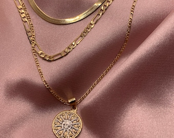 Collezione di catene riempite d'oro/Catena Figaro/ Catena a spina di pesce/ Regalo per lei/ Collana riempita d'oro/ Collana d'oro/ Regalo di compleanno/ Stratificazione