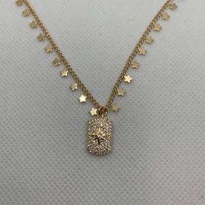 Gargantilla de estrella bañada en oro de 18 k/ Collar de estrella de oro/ Gargantilla de estrella de oro/ Gargantilla de oro con colgante de estrella/ Gargantilla de estrella bañada en oro