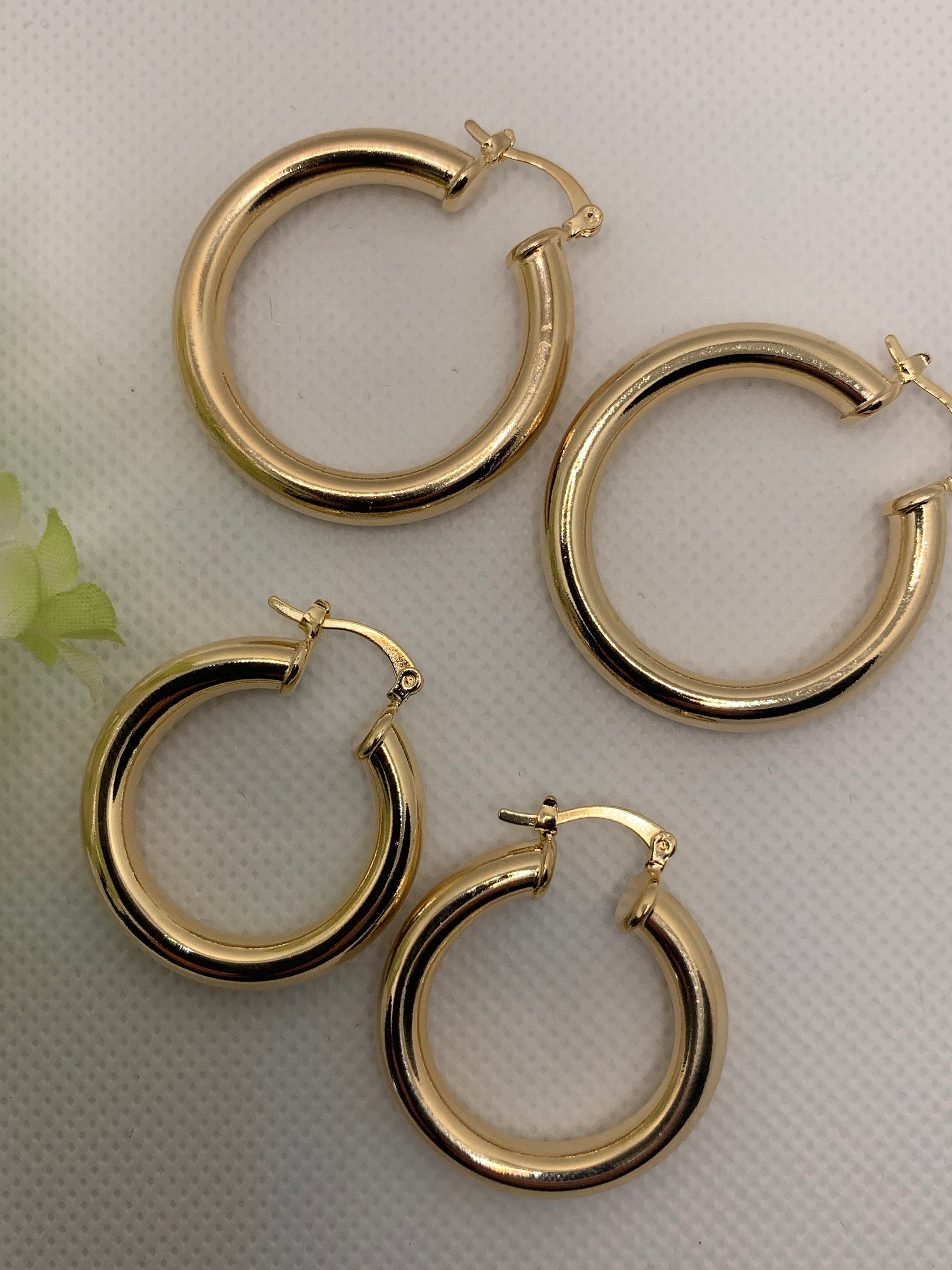 18k Gold Filled Flat Hoop Earrings main image 0