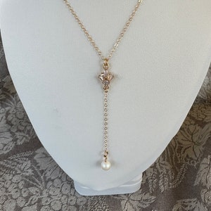 14K Gold filled bridal necklace| Gold lariat necklace| wedding necklace| Engagement necklace| Bridesmaid necklace| New Bridal collection|