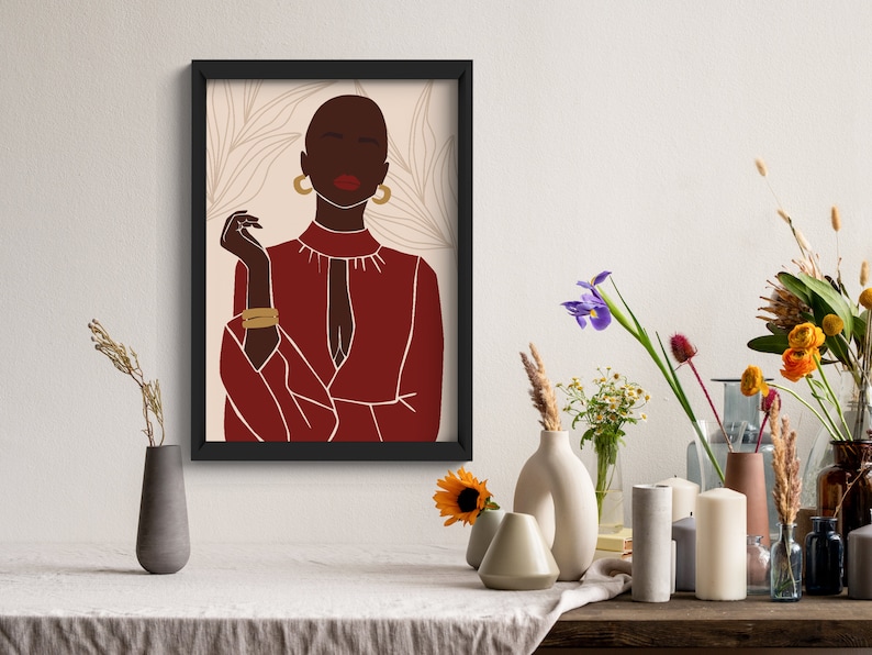 Modern Art African Woman, Wall Decor Digital Art Black Woman Art Women Art Illustration Art Abstract Art,Printable Art Home Decor