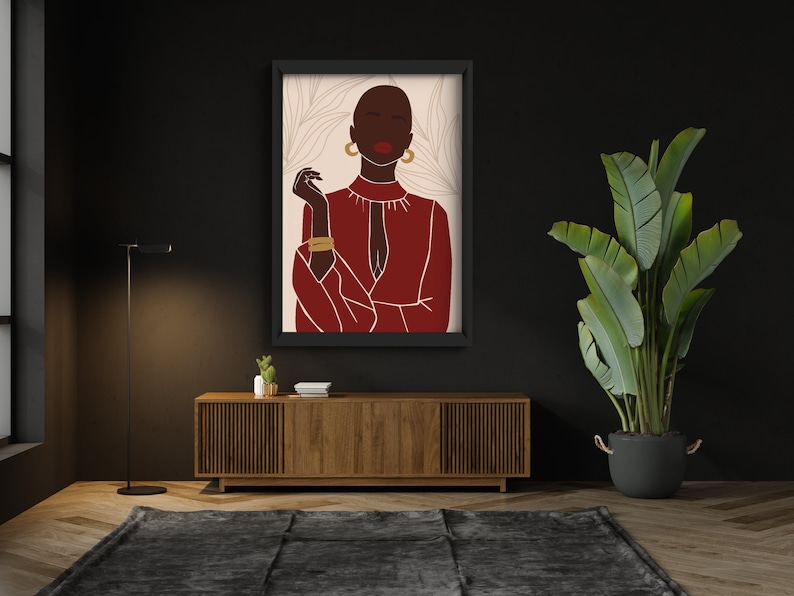 Modern Art African Woman, Wall Decor Digital Art Black Woman Art Women Art Illustration Art Abstract Art,Printable Art Home Decor