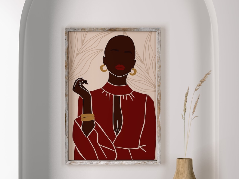 Modern Art African Woman, Wall Decor Digital Art Black Woman Art Women Art Illustration Art Abstract Art,Printable Art Home Decor