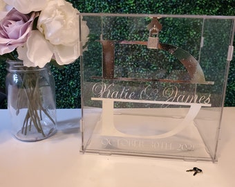 Custom Acrylic Wedding Card Box With Lock I Wedding Card Box I Personalized Acrylic Card Box I Clear Wedding Card Box I Card Box With Lock