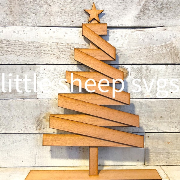 Wood Christmas Tree cut file SVG easy with stand for tabletop
