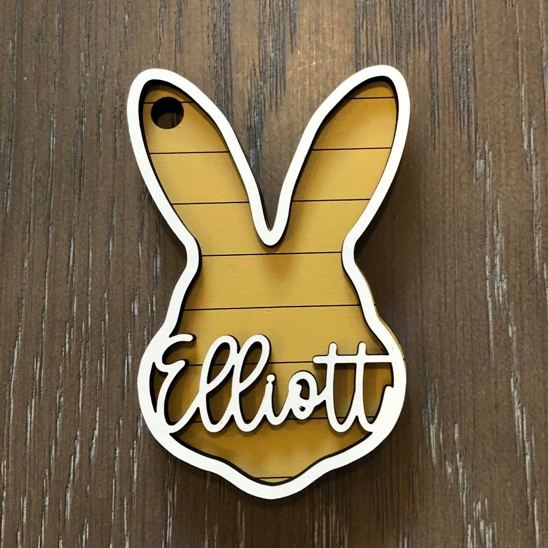 Shiplap Bunny Name Tag Easter Etsy