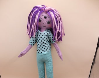 Alien Girl Star, Felt Doll, OOAK Felt Art Doll Alien Girl