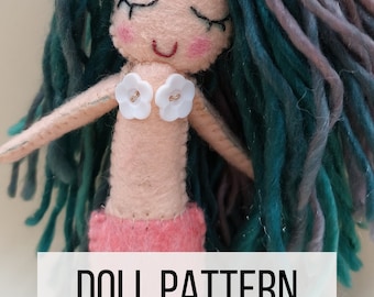 Mini Meerjungfrau PDF Pattern, Filzmuster Doll Pattern