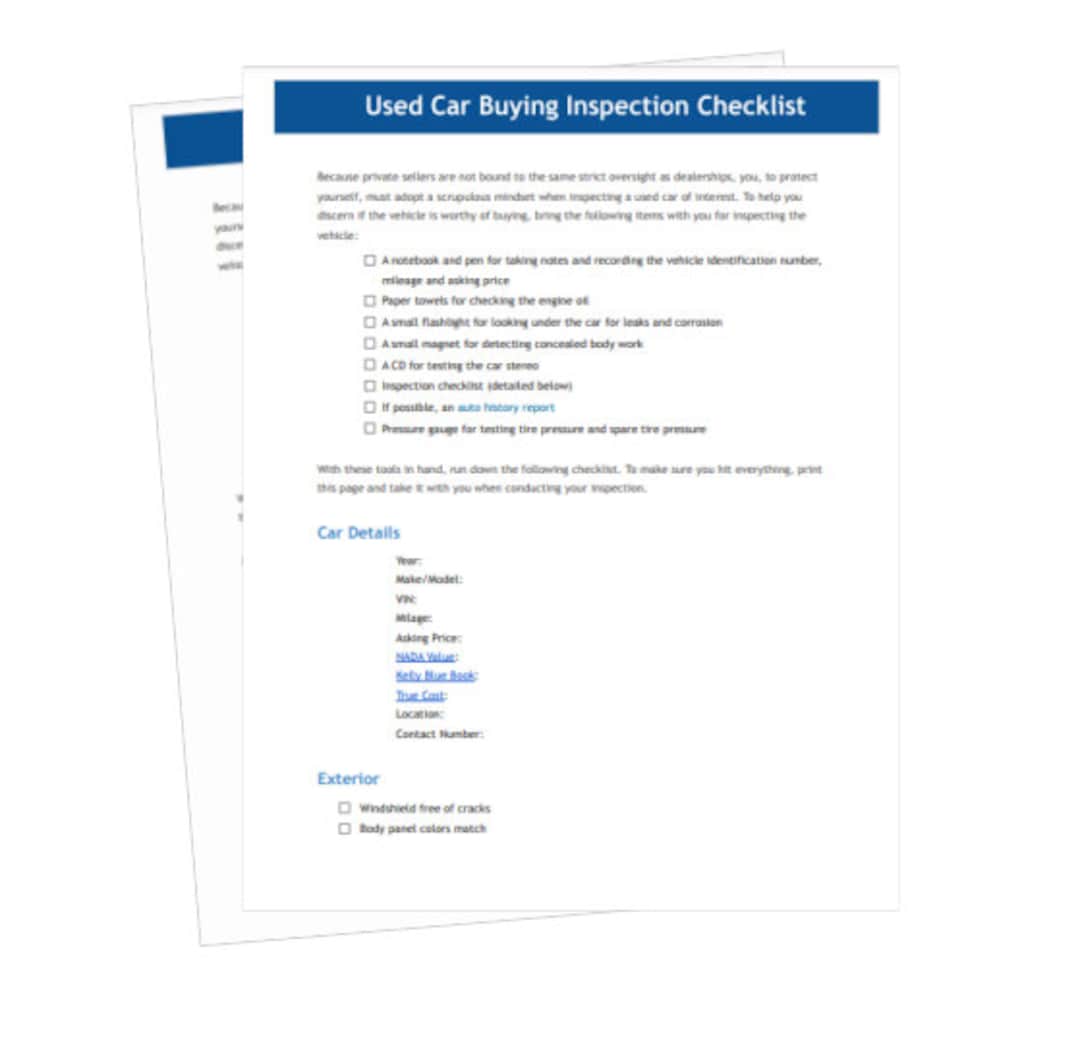 Checklist What To Do When You Purchase A Used Car Checklist What