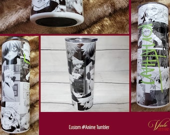 Vaso de anime personalizado: taza de acero inoxidable de 20 oz, diseño manga