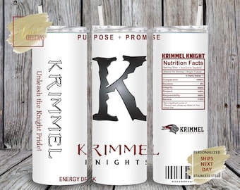 Vaso personalizado de los Caballeros Krimmel: regalo de acero inoxidable para aficionados escolares