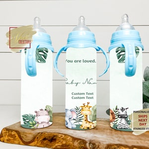 Green Safari Baby Bottle, Gift Newborn, Baby Bottle, Personalized Gift, Baby Shower Gift, Handmade Gift, Personalized, Baby Gift, New Parent