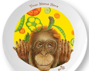 Colorful Custom Name Plate, Eco Friendly Kids Dish, Meet Tossed Salad, Little Girl Gift, Animal Dinnerware For Children, Gift for Boys