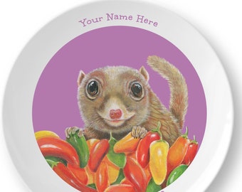 Kids Plastic Plate With Custom Name, Meet Chili Shrew Dinnerware, Children's Personalized Tableware, Animal Plate for Toddlers