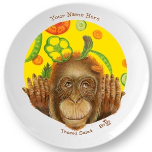 Colorful Custom Name Plate, Eco Friendly Kids Dish, Meet Tossed Salad, Little Girl Gift, Animal Dinnerware For Children, Gift for Boys