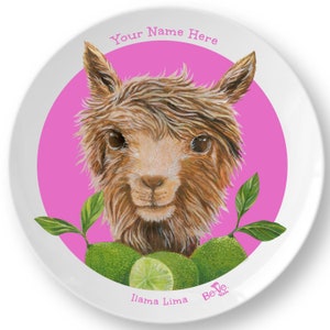 Custom Llama Name Kids Plate, Meet Llama Lima! Personalized Tableware, Learning Dish, Animal Lover Gift for Parents, Boys, Girls & Toddlers