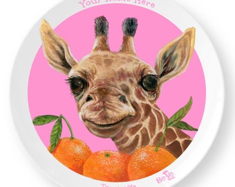 Personalized Colorful Kids Plate, Meet Tangiraffe ! Kids Dinnerware, Children&#39;s Tableware, BPA Free Round Dish, New Parent Gift