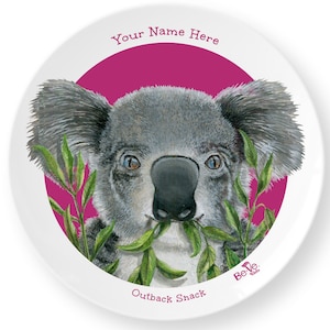 Personalized Eco Friendly Kids Plate, Meet Outback Snack  Fun Koala Dinnerware for Children, Toddlers, BPA Free Grazing Board, Vegan Gift