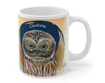 Kids Mug, Kids Plastic Animal Mug-Owl drinkware Colorful cup for Children -Owl Hugs Make Everything Better Text