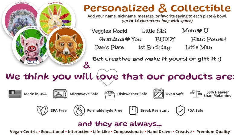 Kids Plastic Plate With Custom Name, Meet Pumpkin Head Fox Dinnerware, Children's Personalized Tableware, Animal Plate for Toddlers image 4