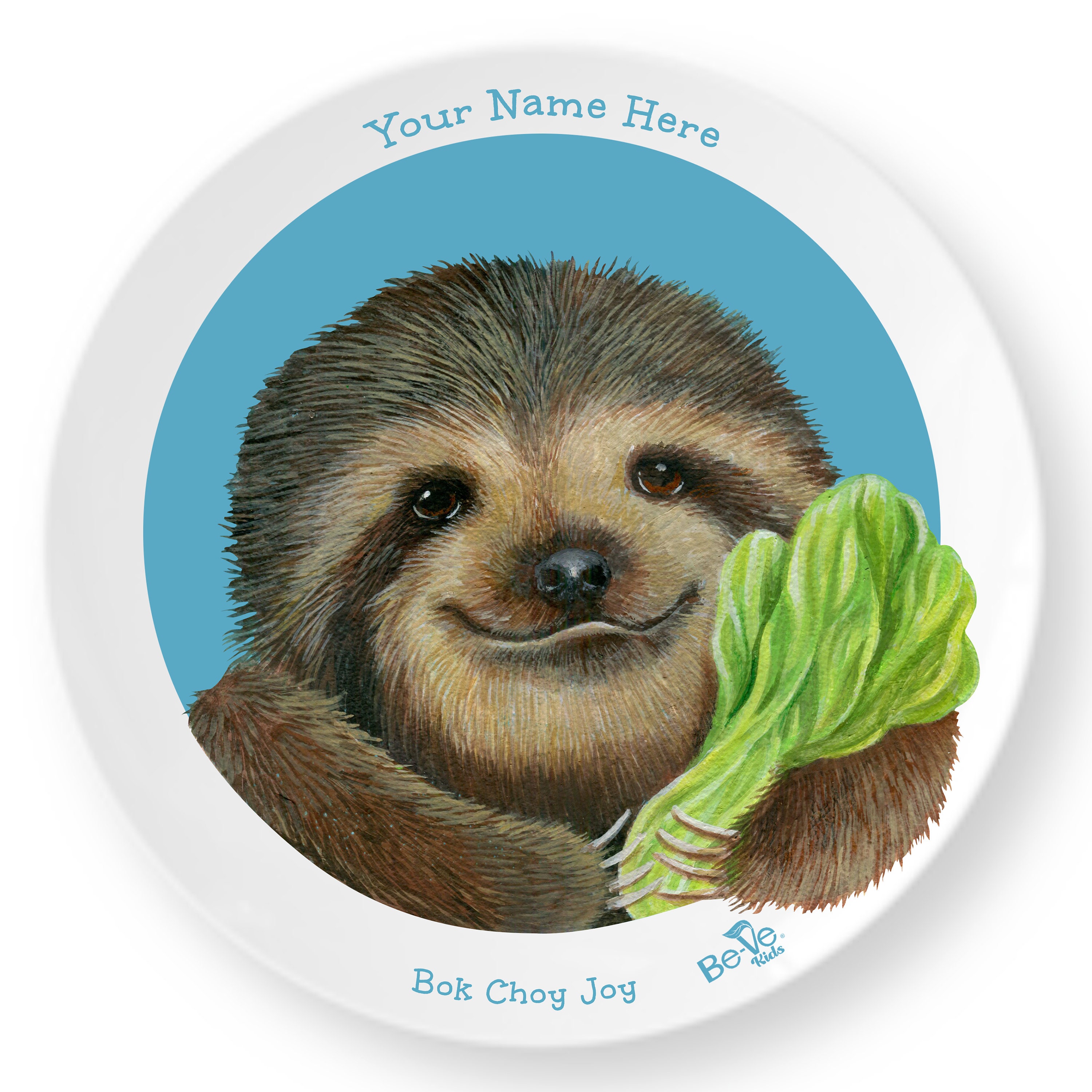 Personalized Child Name Sloth Plate Meet Bok Choy Joy Kids - Etsy
