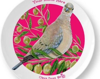 Custom Bird Name Kids Plate, Meet Olive Dove! Personalized Tableware, Learning Dish, Animal Lover Gift for Parents & Grandparents
