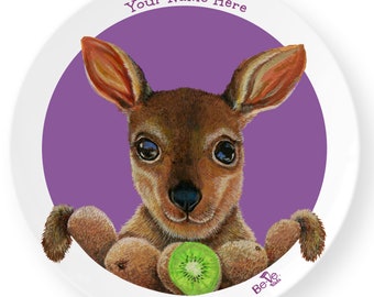 Personalized kangaroo Plate For Children, Meet Kanga Kiwi, Educational Dinnerware For Kids, Outback Dinner Plate, Fun Tableware for Kids