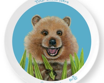 Animal Plate for Kids-Quokka Personalized Kids Plate, Children&#39;s Plate- Custom Toddler Dish, Gifts for Boys, Gifts for Girls , Birthdays