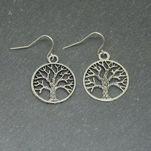 Silver tree of life earrings, charm earrings, tree of life jewellery, silver earrings, drop earrings, tree of life gifts