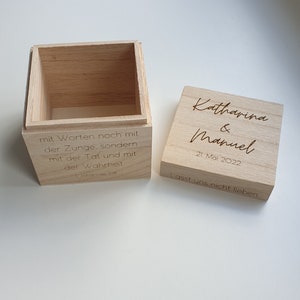 Wooden box, gift of money, gift box, memory box, wood, personalised, with engraving, can be filled, wedding, baptism, marriage promise, baptismal promise