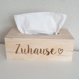 Kosmetiktuchbox, Taschentuchbox, Holz, personalisiert, mit Gravur, Holzbox, befüllbar