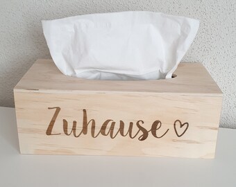 Kosmetiktuchbox, Taschentuchbox, Holz, personalisiert, mit Gravur, Holzbox, befüllbar