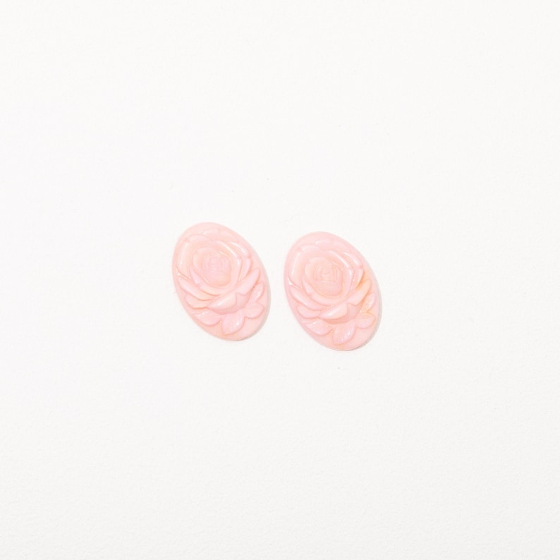 Pink Rose Cameo Vintage Pink Oval Rose Cameo 2 Pcs 25x18mm